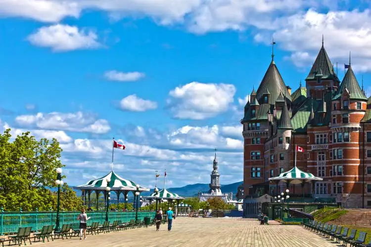 Looking along the river at Chateau Frontenac