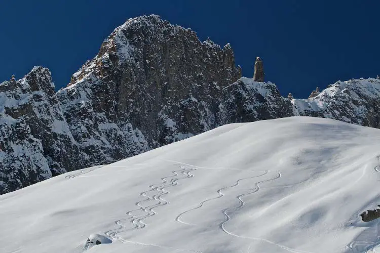 Fresh lines skiing in Chamonix