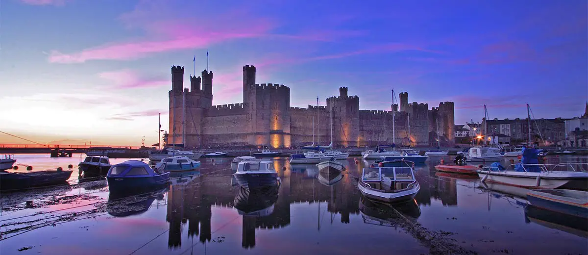 Caernarfon Castle at sunset