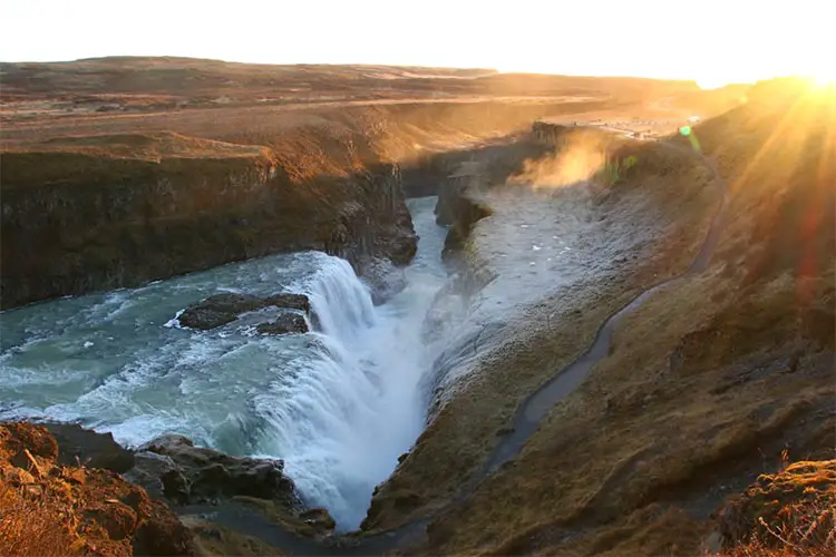 Side view of Gullfoss