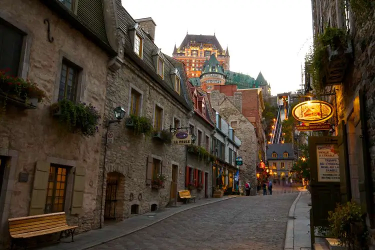 Srtreets of Old Quebec with Chateau de Frontenac in the Background