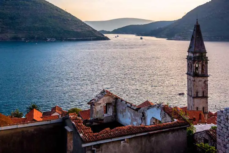 View Across the lake from Church in Perast