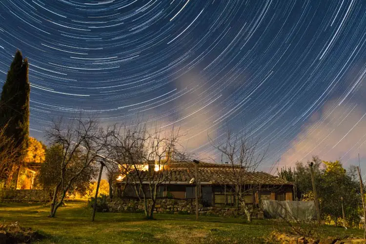 Startrail on Tuscan Countryside