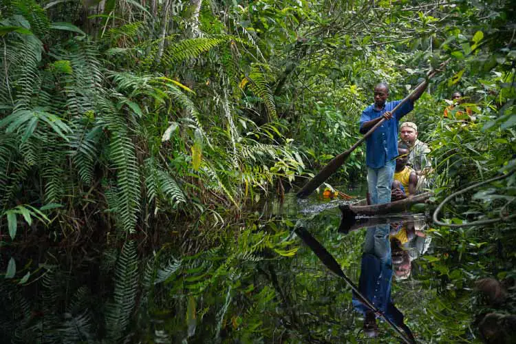 Pirogue ride in Congo, Central Africa