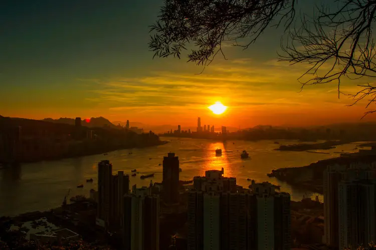 Sunset in Victoria Harbour, Hong Kong