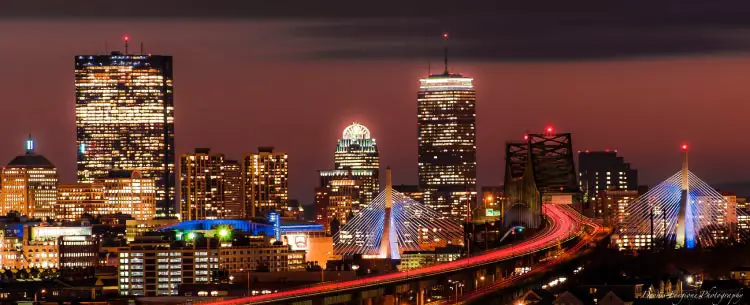 Boston Garden and the Prudential Tower