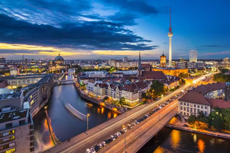 Berlin, Germany viewed from above the Spree River