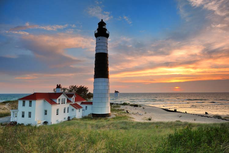 Big Sable Point Lighthouse sunset, Ludington, Michigan