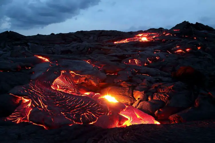 Lava flowing in Volcanoes National Park