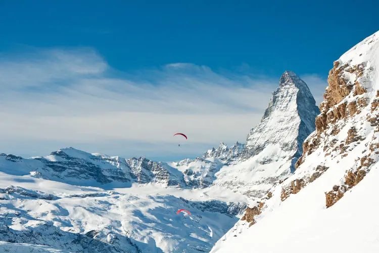 Paragliding over the Swiss Alps and the Matterhorn