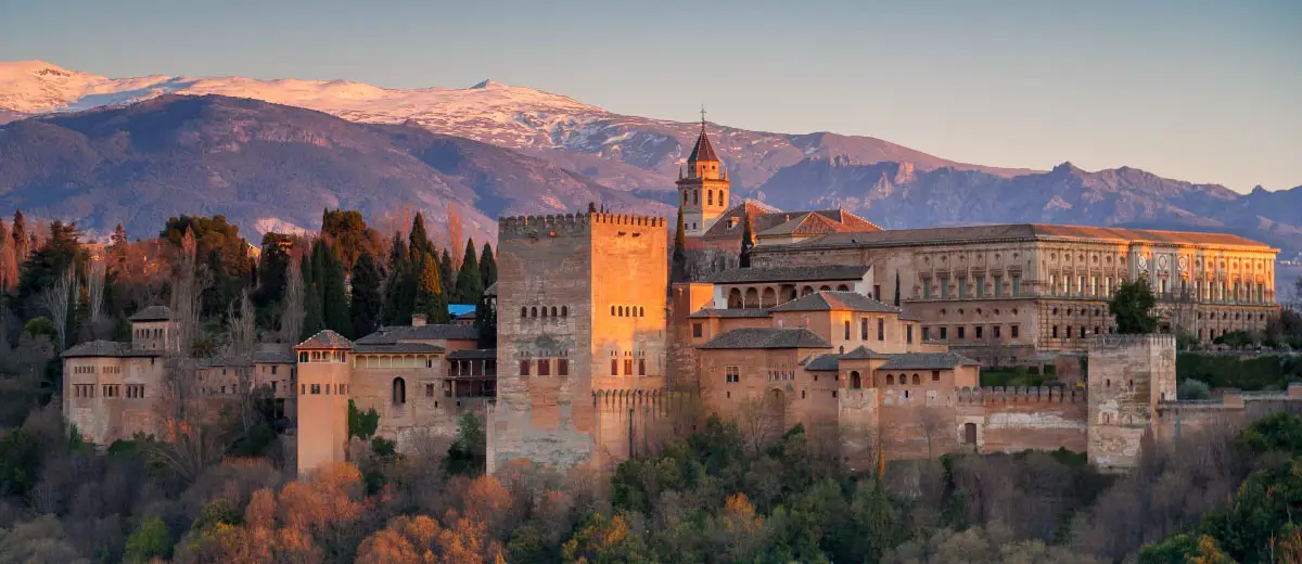 Alhambra at sunset, Granada, Spain