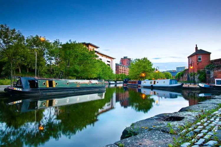 Boats moored at Castlefield Manchester