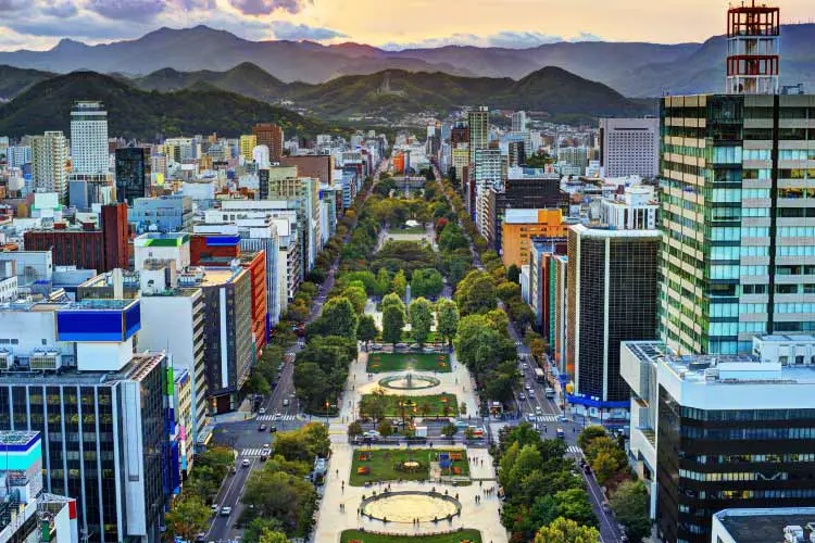 Cityscape of Sapporo, Hokkaido, Japan at Odori Park