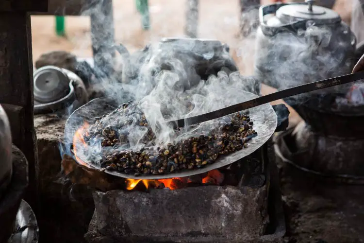 Ethiopian coffee roasted in a traditional way