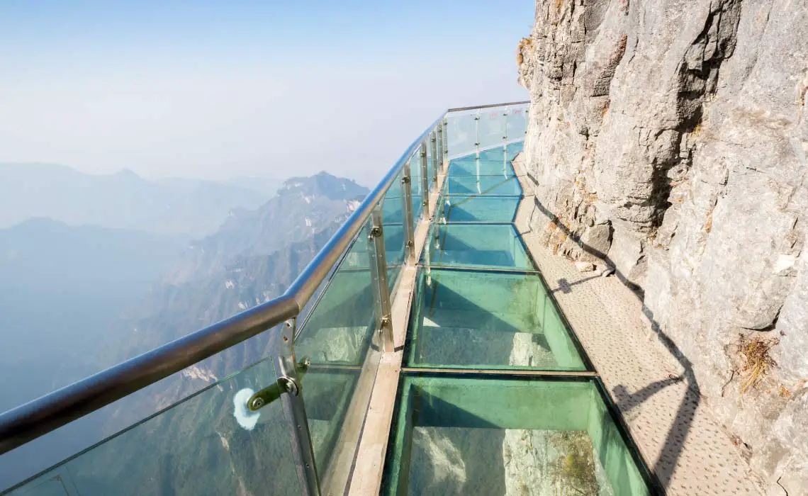 Glass sky walk at Tianmenshan, Tianmen Mountain, China