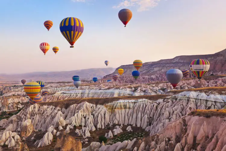 Hot Air Balloons Flying Over Cappadocia