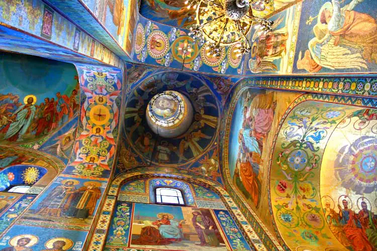 Interior of the Church of the Savior on Spilled Blood in St. Petersburg, Russia