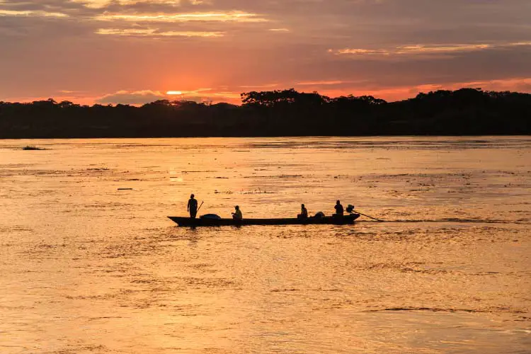 Iquitos, Sunrise in the Amazon river