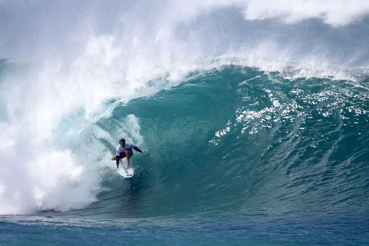 Josh Kerr competes in the Billabong Pipemasters at Pipeline