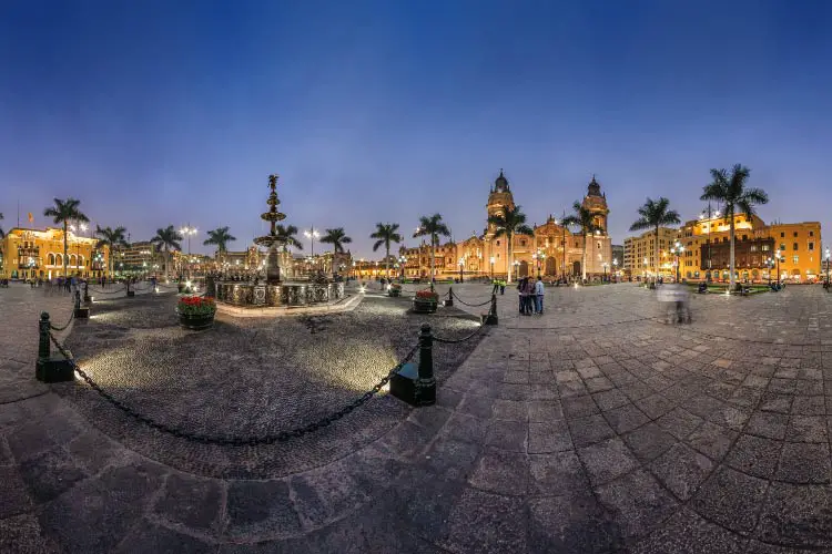 Panoramic view of the main square of Lima