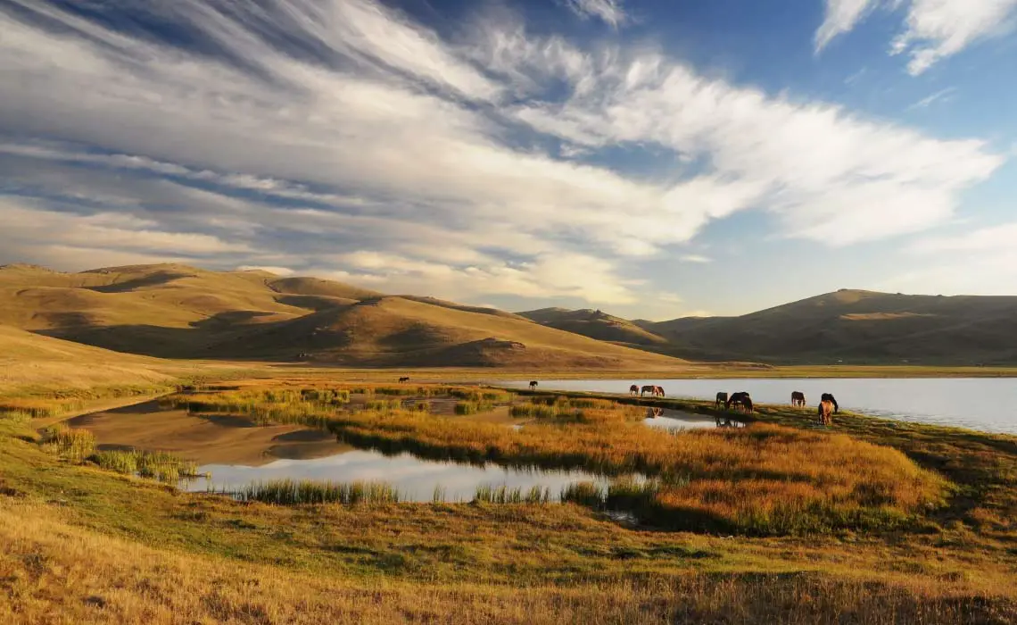 The Song Kol Lake, Kyrgyzstan mountains