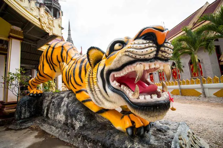 Tiger statue at Tiger Cave, Krabi