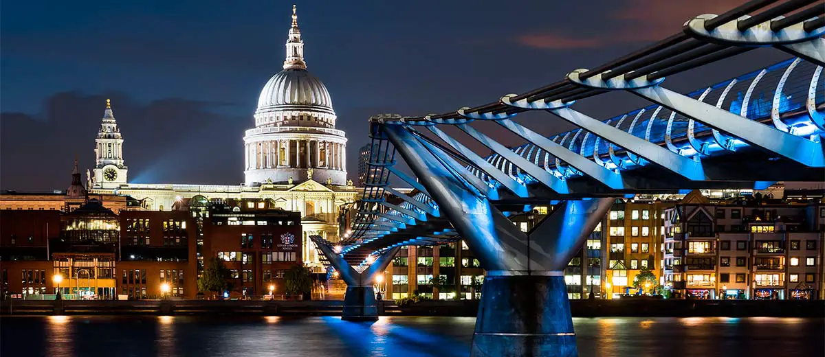 St Paul's Cathedral and Millennium Footbridge over the Thames