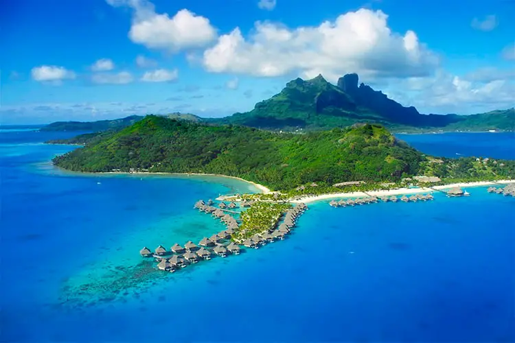 Aerial View of Bora Bora, Mount Otemanu