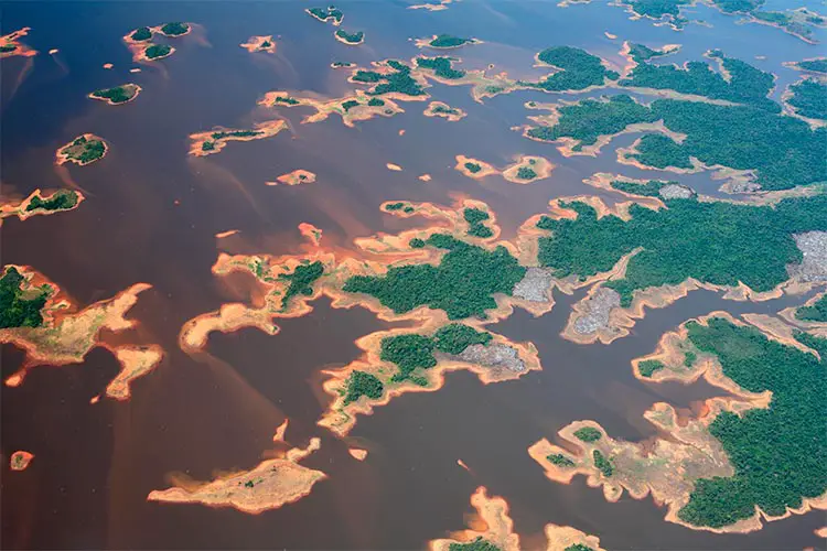 Aerial view on Orinoco river in Venezuela