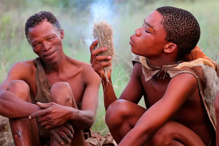 Bushmen tribe in the Kalahari Desert, Botswana 