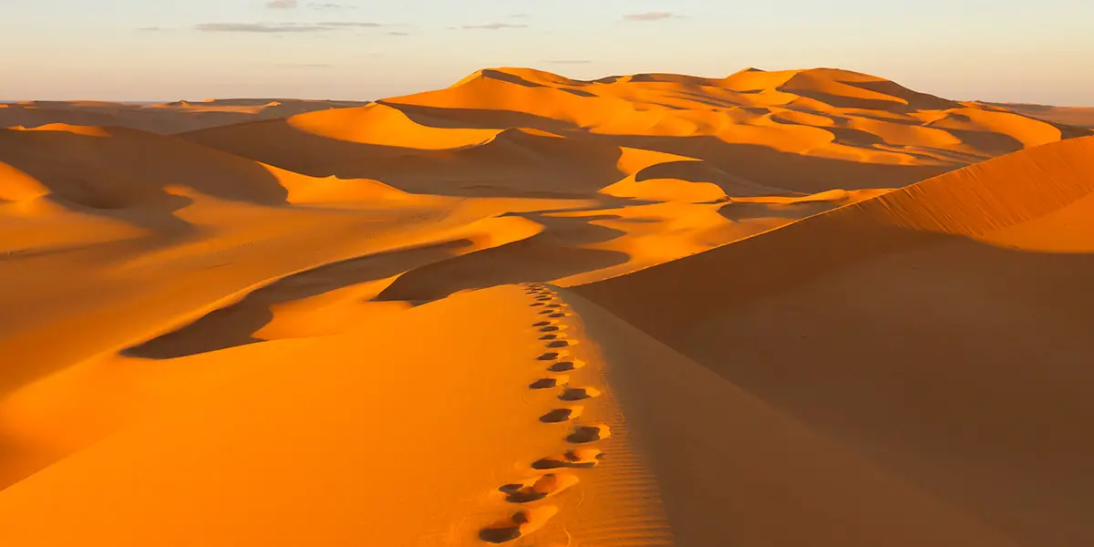 Footprints in sand dunes