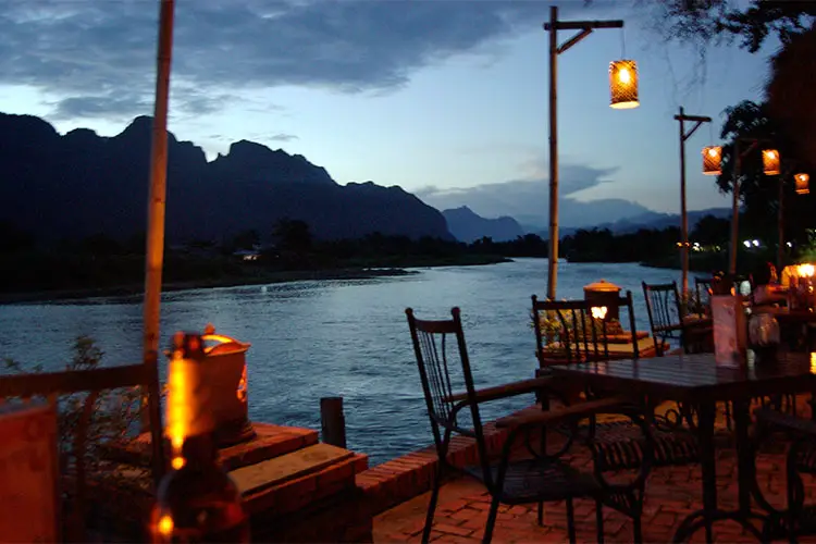 Riverside Restaurant at dusk