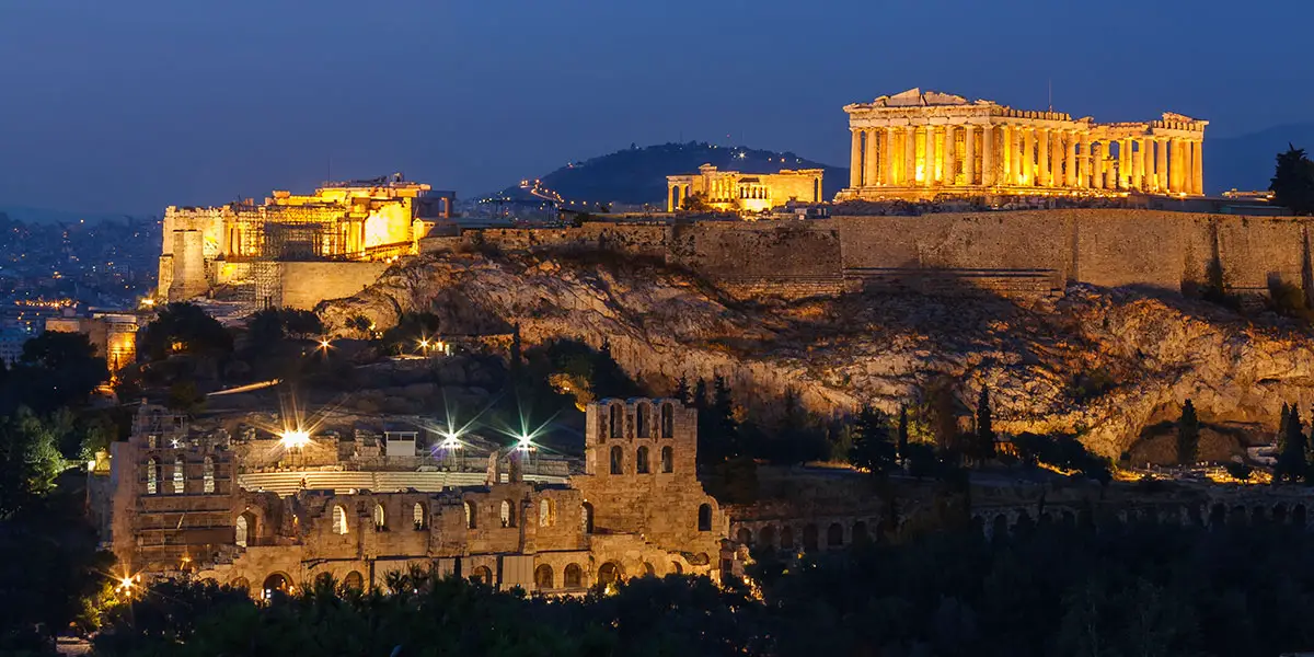 Parthenon and Herodium construction on Acropolis Hill, Athens