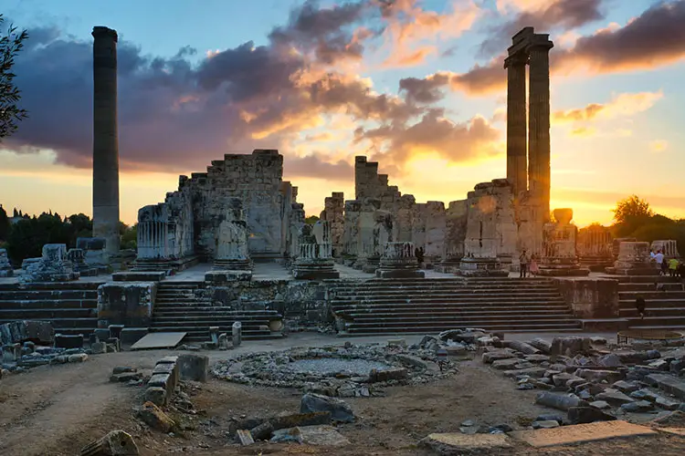 Temple of Apollo at sunset in Didyma, Turkey