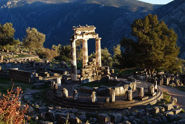 The Temple of Athena Pronaia in Delphi, Greece