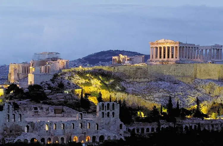 The Parthenon sitting atop Athens' Acropolis