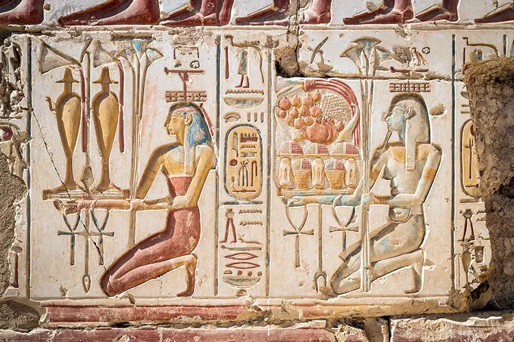 Hieroglyphics at the Temple of Ramses II in Abydos