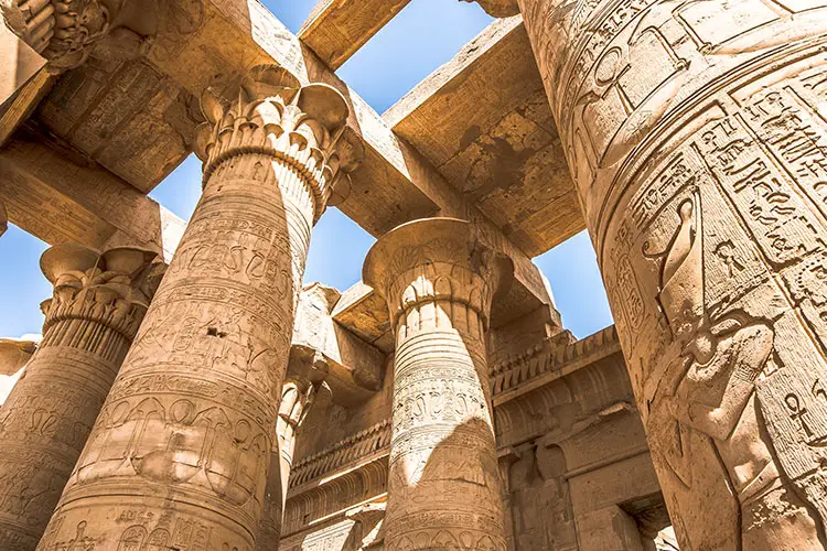 Pillars at the temple of Kom Ombo