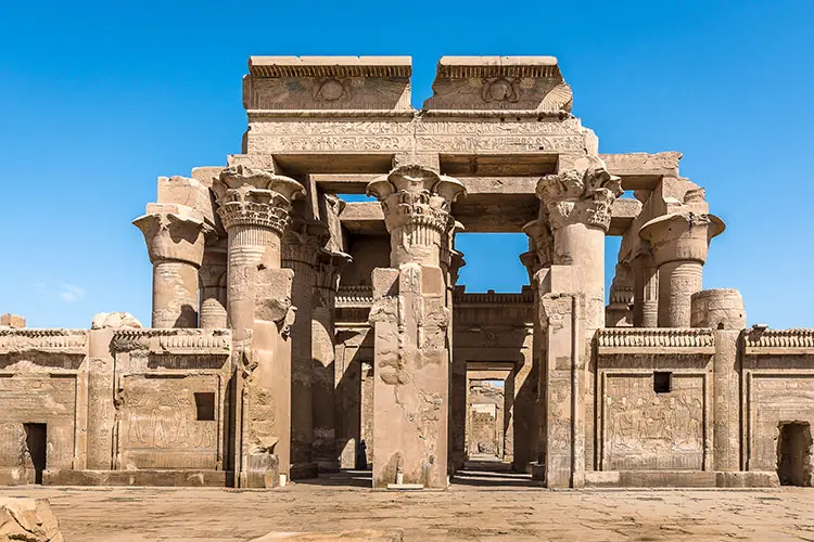 The Graeco Roman Temple at Kom Ombo dedicated to Sobek the crocodile god, and Horus the falcon-headed god