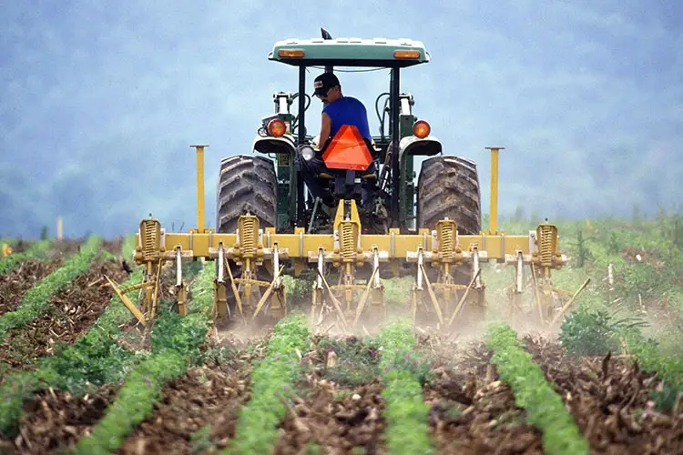 Farmer ploughing his field with his tractor