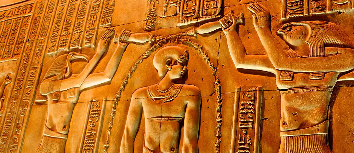 Carved Relief in Kom Ombo Temple, Luxor, Egypt