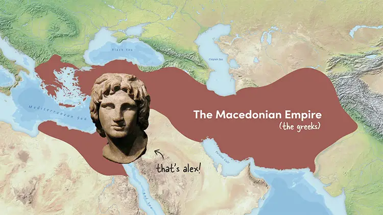 The extent of the Macedonian Empire after the conquest of Alexander the Great