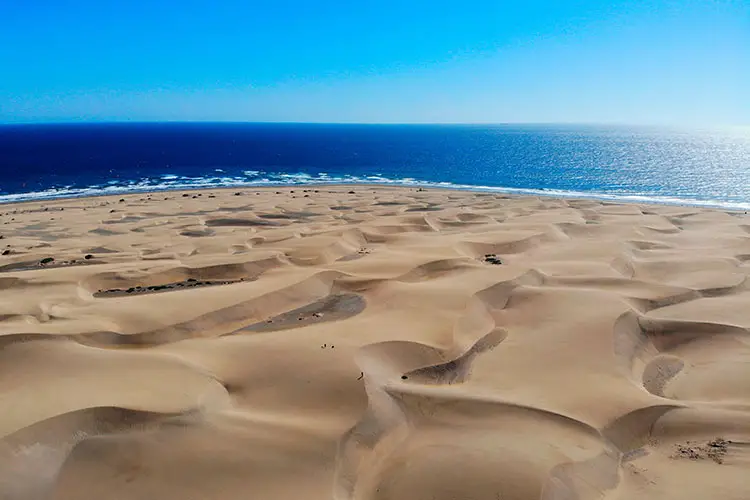 Atlantic Ocean and the dunes of Playa del Ingles and Maspalomas, Gran Canaria, Canary Island, Spain