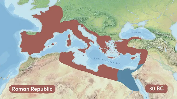 The Roman Republic just before the conquest of Egypt in 30 BC