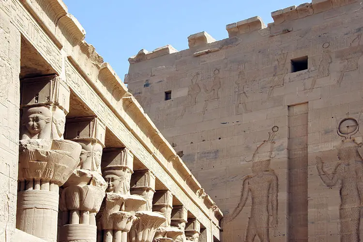 Capitals & the main wall of the Temple of Philae