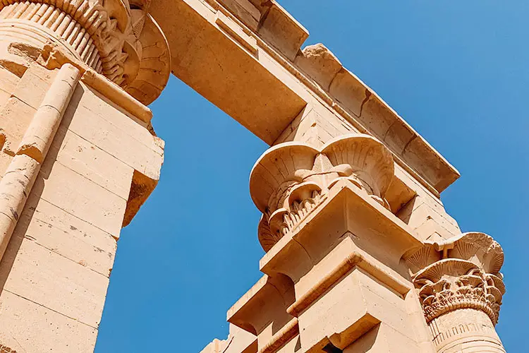 The intricate capitals at the Temple of Philae