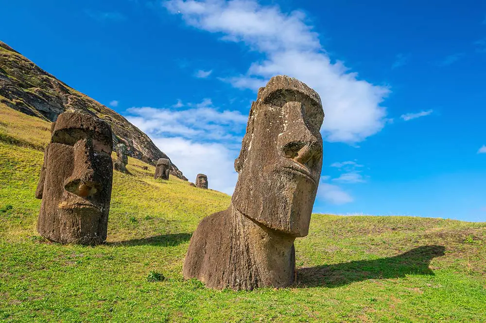 Ancient moai on Easter Island 2,000 miles off the coast of Chile