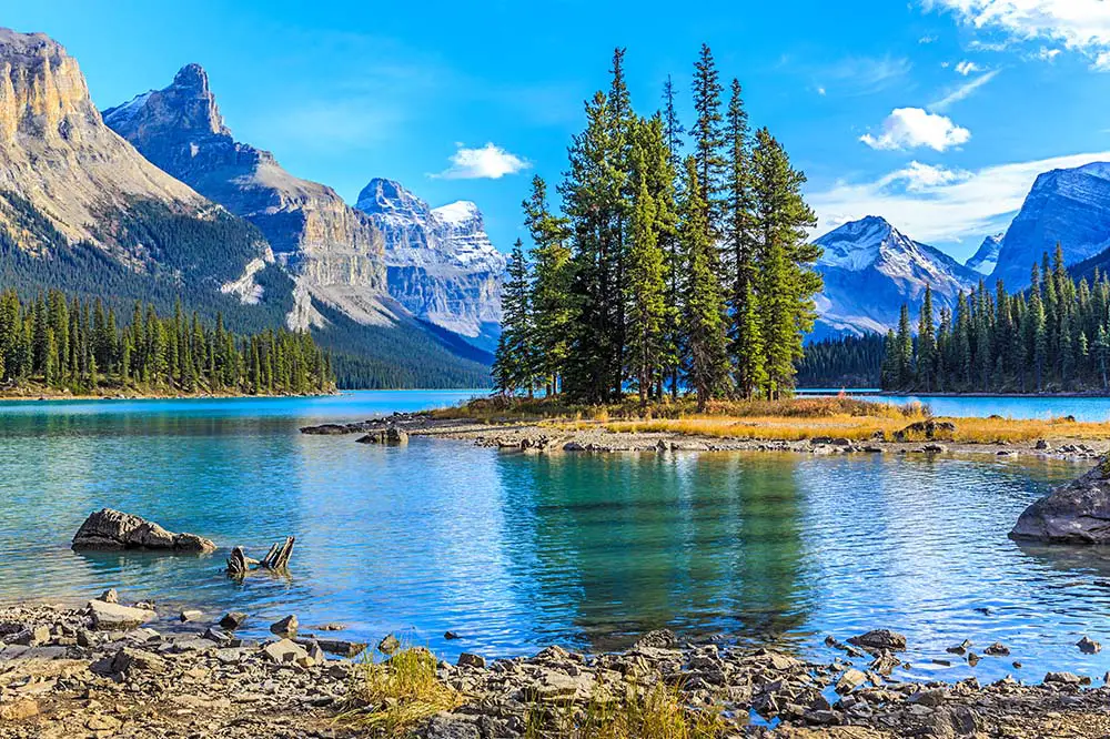 Spirit Island in Maligne Lake, Jasper National Park, Alberta, Canada