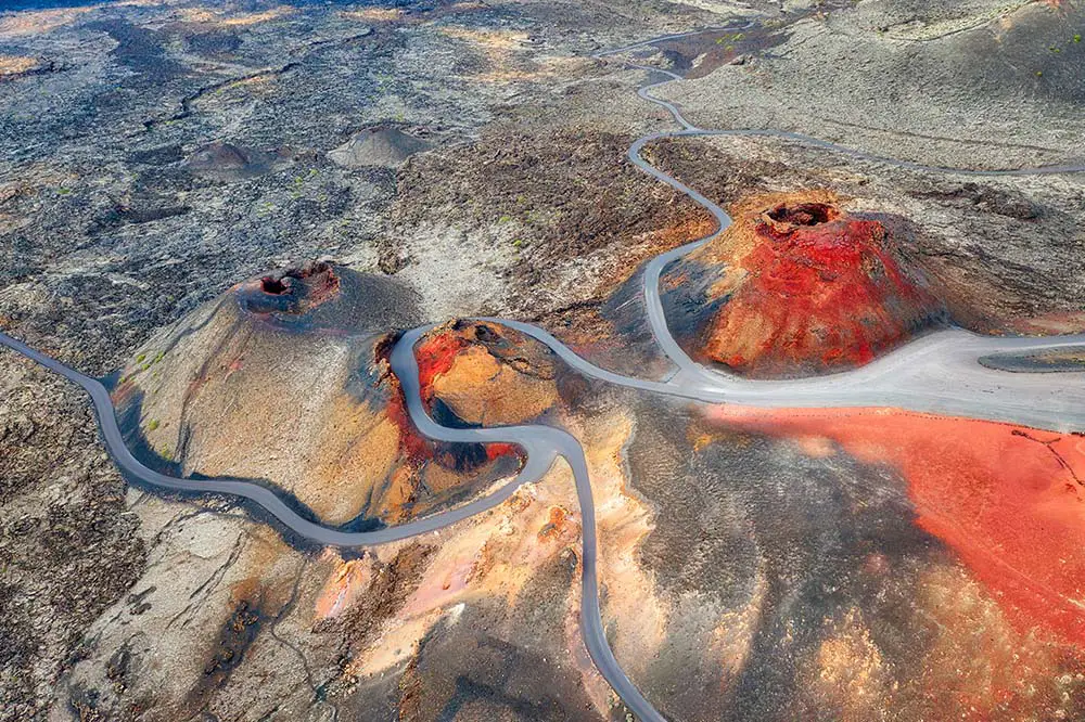 Volcanos in Timanfaya National Park on Lanzarote, Spain